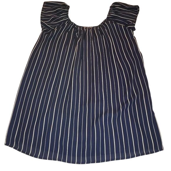 2/$30 Honey Punch Dark Blue Vertical White Stripe  Mini Dress Small - Picture 1 of 9
